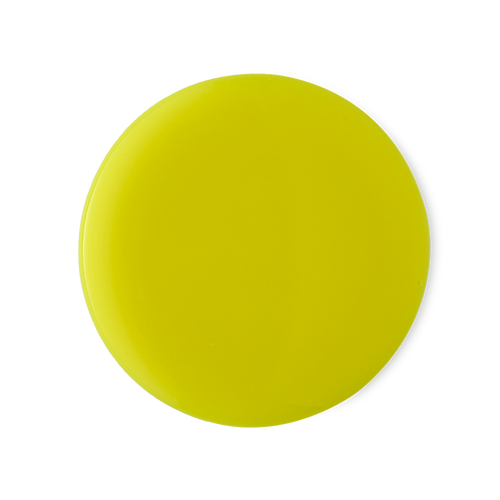 Bananaaaa. A perfectly circular swatch of thick, glossy, brilliantly-yellow shower cream.